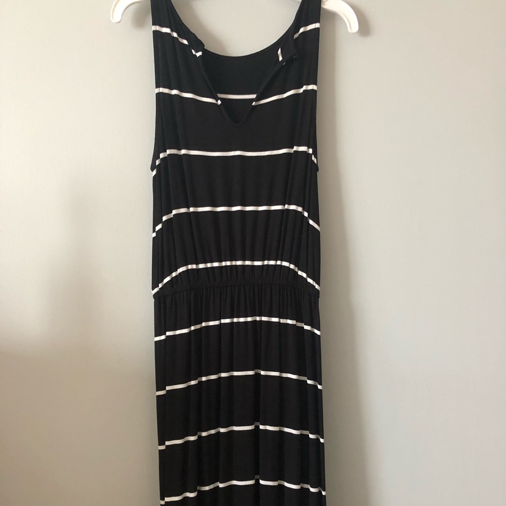 Black and White Striped Maxi Dress